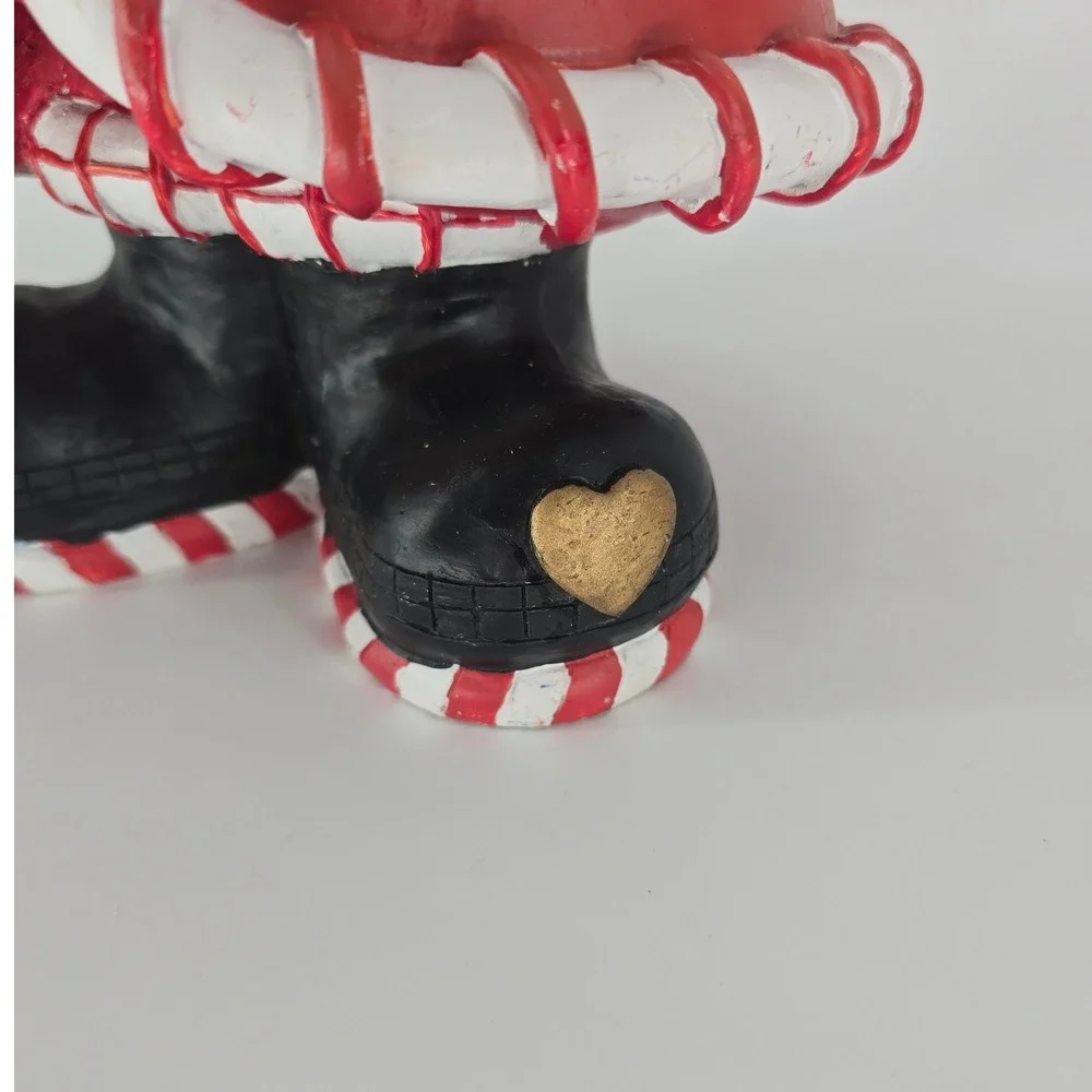 Vintage Santa Figurine Hand Painted Resin Candy Cane Heart Christmas Decor